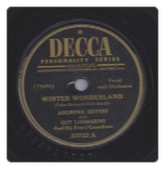 Winter Wonderland / Christmas Island by Andrews Sisters on Decca.  $3.00 plus S/H